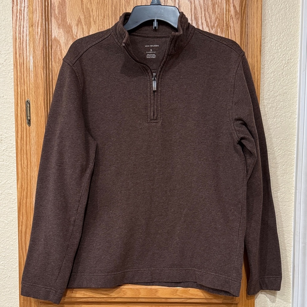 Van Heusen Men's Brown Classic Fit Quarter Zip Sweater - Size Small